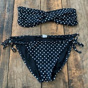 Mossimo black & white strapless polka dot bikini